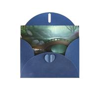 DLXW Tarjeta en blanco con sobre de Little Bridge in the East, tarjeta de agradecimiento, 15,24 x 10,16 cm, sobre azul