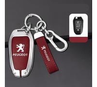 DLXYZML Carcasa de Llaves de Coche para Peugeot 2008 Facelift 2016,Aleación de Zinc Carcasa Protectora para Llavero Llave de Coche Funda Funda para Mando de Coche Accesorios para Coche,A-Red