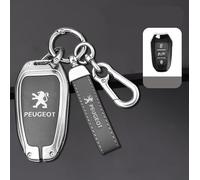 DLXYZML Carcasa de Llaves de Coche para Peugeot Partner Van 2019-2024,Aleación de Zinc Carcasa Protectora para Llavero Llave de Coche Funda Funda para Mando de Coche Accesorios para Coche,A-Grey