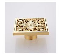 DLZFUDTY Desague Ducha,Sumidero Ducha Drenajes de Piso Ducha de latón Dorado Drenaje de Suelo 10 × 10 Baño Hogar Piso Cuadrado Playa de Drenaje Cubierta Rejilla(A)