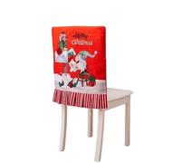 DLZFUDTY Fundas Sillas Navidad,Forros para Sillas De Comedo Funda for Silla con Estampado de Papá Noel, decoración navideña, Reutilizable, for el hogar, Asiento Rojo, for Comedor(B)