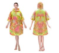 DLZFUDTY Poncho Surf,Toalla Poncho Ponchos for Surfear, Bata cambiadora con Bolsillo, Capucha, Ponchos for Adultos, perfectos for, Nadar, bañarse, Toallas de Playa(Pink-Yellow)