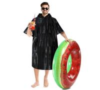DLZFUDTY Poncho Surf,Toalla Poncho Ponchos for Surfear, Bata cambiadora con Bolsillo, Capucha, Ponchos for Adultos, perfectos for, Nadar, bañarse, Toallas de Playa(Black-White)