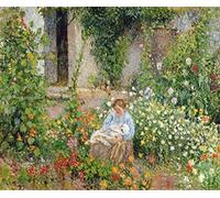 DLZJYIQV Famoso Cuadro en Lienzo Lienzo Pinturas Murale Madre e hijo en las flores de Camille Jacob Pissarro para la Decoración del Hogar de la Oficina 60x90cm
