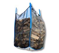 dm Folien - Bolsa grande de madera (100 x 100 x 160 cm, 1 unidad, SWL 1000 kg, robusta bolsa grande de madera con tejido de malla y fondo estrellado, grandes paquetes para leña, estable y