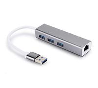 DM HE83 Aluminium Alloy USB 3.0 HUB Adapter, 100M Wired Networking Card, USB to RJ45 Ethernet Converter, High Speed Performance up to 5Gbps, Wide Compatibility for 7/8/10/OS Syst