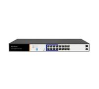 DM soluzioni ICT Hored AI1016G Smart Gigabit Switch Poe de 18 Puertos, 16 Puertos Gigabit Poe, 1 Puerto SFP, 802.3AF, 802.3at, 48 V, 150 W, transmisión de hasta 250 metros, funciones inteligentes