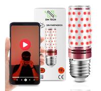 DM TECH PACK Luz Roja Nocturna Melatonina para Dormir y Bebe Rosca E27 + Video Tecnicas Sueño Bombilla Roja Terapia para Dormir Tecnologia Flicker Free 0% Luz Azul Instalacion Facil