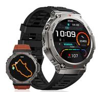 DM3 GPS Reloj Inteligente Hombre, 1.43"Amoled Smartwatch Hombre para Android iOS, con Frecuencia Cardíaca, SpO2, Monitor de Sueño, 500 mAh Batería, 70 Modos Deportivos, Llamadas Bluetooth, Azul Gris