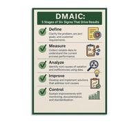 DMAIC Methodology Poster, Lean Six Sigma Define Measure Analyze Improve Control, Educational Wall Art for Office Decor, Business School, and Study Room(Unframed,08x12inch(20x30cm))