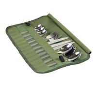 DMAIS Bolsa de almacenamiento de vajilla, 13 compartimentos, Poliéster, Verde, Bolsa enrollable para cubiertos, Perfecta para hogar, cocina, viajes, camping