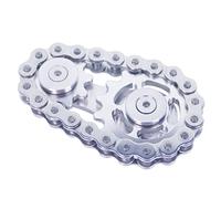 DMaos Fidget Spinner, Linkage Bike Chain Spinner Design 2 Gänge Figity Spin Fingerspiele, Metall Edelstahl Langlebige Mechanik mit glatten Lagern, Figit Spielzeug für Erwachsene Kinder - Silber