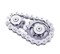 DMaos Fidget Spinner, Linkage Bike Chain Spinner Design 2 Gänge Figity Spin Fingerspiele, Metall Edelstahl Langlebige Mechanik mit glatten Lagern, Figit Spielzeug für Erwachsene Kinder - Grau