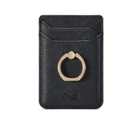 DMaos Funda para tarjetas con anillo, 2 piezas RFID de piel sintética con agarre trasero para iPhone, Samsung, smartphone, color negro, Black, S, Moderno
