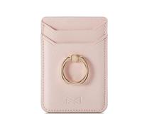 DMaos Funda para tarjetas con anillo para niña, 2 piezas de cartera de crédito RFID, piel sintética, agarre trasero para iPhone, Samsung, smartphone, color rosa, Pink, S, Moderno
