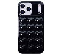 DMaos iP 17 Pro Max - Funda para mujer, diseño de corazón de burbujas 3D, funda de gel kawaii, linda chica para iP17 Pro Max de 6.9 pulgadas, color negro