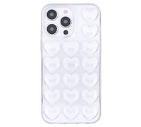 DMaos para iPhone 14 Pro Max Funda para mujeres, 3D Pop Bubble Heart Lindo Gel Cover, Linda Girly para iPhone 14 Pro Max 6,7 pulgadas - Transparente