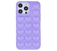 DMaos para iPhone 15 Plus/14 Plus Funda para mujeres, 3D Pop Bubble Heart Lindo Gel Cover, Linda Girly 6,7 pulgadas - Lavanda