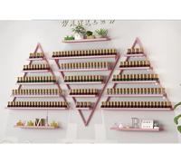 DMBBSAPBSH Estante de almacenamiento de esmalte de uñas montado en la pared, estantes de 5 niveles para cosméticos, salones de uñas, tiendas de belleza (color rojo claro, juego de 6 piezas)