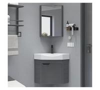 DMBBSAPBSH Lavabo de Esquina con Armario, Mueble de baño de Esquina pequeño con Lavabo y Espejo Flotante for Espacios pequeños.(Grey,48cm/18.89in)