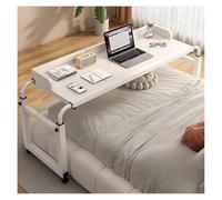 DMBBSAPBSH Mesa de Sobrecama con Ruedas, Escritorio de computadora Ajustable, Mesa de Noche móvil con 4 Ruedas, Mesa médica rodante(White)
