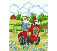 DMC Juego de Punto de Cruz, diseño de Vaca de Crucero, 100% algodón, Multicolor, Pack de 4