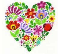 DMC - Kit de Punto de Cruz, diseño de Ramo de Corazones y Flores de Amor, 100% algodón, Varios, 4 Unidades