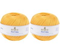 DMC Ovillo de Lana Petra, 100% algodón, Color Amarillo, tamaño 5 (Paquete de 2)