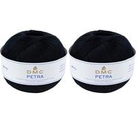 DMC Ovillo de Lana Petra, 100% algodón, Color Negro, tamaño 5 (Paquete de 2)