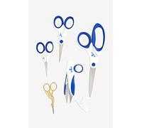 DMC - Set de 5 tijeras multiusos | 5 pares - Tijeras para bordar, coser, manualidades y uso diario | Cortador de hilos | Tijeras de cigüeña bañado en oro - Hoja de acero - Empuñadura suave