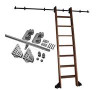 Escalera De Rodadura Biblioteca De Hardware Kit De Pista de la biblioteca de rodadura de hardware de la escalera corredera ( sin escalera) Kit, kit de puerta de granero deslizante, tubo redondo de ac