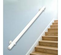 DMCHENGMA Pasamanos de Madera con Soporte de Metal - Barandilla de Montaje en Pared para escaleras largas, barandilla de escaleras Moderna Redonda Blanca(50cm)