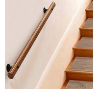 DMCHENGMA Pasamanos de Madera para escaleras - Pasamanos de Madera para escalones Exteriores, pasamanos de Escalera con Soportes de Metal Negro(390cm)