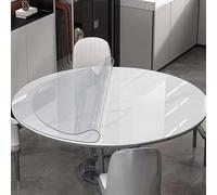 DMCHENGMA Protector de Mesa Redondo Transparente de PVC de 2mm de Espesor, Cubierta de Mesa Transparente, Almohadilla de Escritorio a Prueba de Aceite Impermeable de Vinilo(80cm de diámetro)