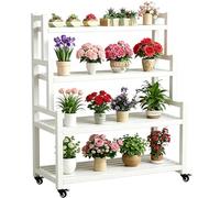 DMCHENGMA Soporte para Plantas de Metal de 4 Niveles, Estante Grande y Resistente de Hierro Forjado Blanco - Organizador de Flores Alto(100x40x145cm)