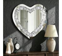 DMDFIRST Espejo Plateado con Forma de corazón de Cristal aplastado para decoración de Pared, Espejo sin Marco, decoración de Diamante acrílico, 24 x 24 Pulgadas