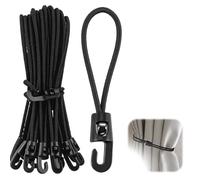 DmDoyy Goma Tensora con Ganchos, 20 Unidades Expansores De 10 Cm,para Lonas, Redes, Pancartas, Equipajes, Tiendas De Campaña, Negro