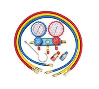 DMETE 3 vías C.A. Gauge de colector Conjunto Alto/Baja presión R12 R22 R134A R410A Medidor refrigerante con mangueras 5 pies for Aire Acondicionado Prueba con precisión