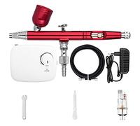 DMETE Aerógrafo de doble acción con mini batería Kit compresor aire inalámbrico 0,3 mm Herramienta limpieza pistola pulverización for maquillaje Pintura uñas Soplado conveniente(NCT-SLC-W-S1,EU plug)