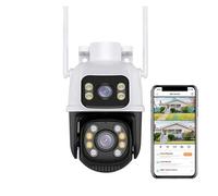 DMETE Cámara PTZ de 8MP, visión Nocturna Exterior, Pantalla Dual, detección Humana, protección Seguridad 4MP, cámara IP vigilancia CCTV Fácil instalación(8MP Add 128G Card)