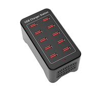 DMETE Estación de Carga USB, Cargador Pared Inteligente con 12 24 60 Puertos, estación Acoplamiento rápida for múltiples Dispositivos Cargador Seguro(10 Port USB 50W)