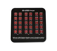 DMETE Estación de Carga USB, Cargador Pared Inteligente con 12 24 60 Puertos, estación Acoplamiento rápida for múltiples Dispositivos Cargador Seguro(60 Port USB)