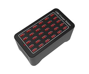 DMETE Estación de Carga USB, Cargador Pared Inteligente con 12 24 60 Puertos, estación Acoplamiento rápida for múltiples Dispositivos Cargador Seguro(30 Port USB)