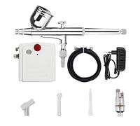 DMETE Función de parada automática Aerógrafo con compresor 0,3 mm 7CC Airbusto doble acción acero for modelo Pintura pastel clavo Arte uñas Tatoo Soplado conveniente(NCT-19W-3-1)