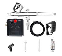 DMETE Función de parada automática Aerógrafo con compresor 0,3 mm 7CC Airbusto doble acción acero for modelo Pintura pastel clavo Arte uñas Tatoo Soplado conveniente(NCT-19B-3-1)