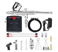 DMETE Función de parada automática Aerógrafo con compresor 0,3 mm 7CC Airbusto doble acción acero for modelo Pintura pastel clavo Arte uñas Tatoo Soplado conveniente(NCT-19B-3-3)