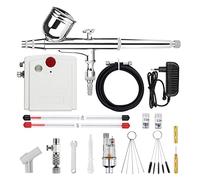 DMETE Función de parada automática Aerógrafo con compresor 0,3 mm 7CC Airbusto doble acción acero for modelo Pintura pastel clavo Arte uñas Tatoo Soplado conveniente(NCT-19W-3-3)