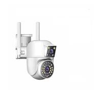 DMETE IP 360 Home App 8MP 4K Security Camera 4 Lens 10X Zoom 3 Screens PTZ Two Way Audio Auto Tracking Color Night Vision Fácil instalación(2 Lens No Card)