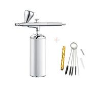 DMETE Juego de aerógrafo automático actualizado Mini con compresor y boquillas 0,3 mm mano portátil doble acción acero inalámbrico cepillo aire Soplado conveniente(Part B white)