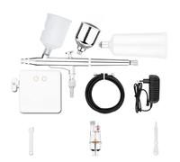 DMETE Kit de compresor parada automática Airbrush doble acción 7cc / 20cc 40cc Tres tazas tres Aeróleo desmontable for el modelo clavo Pastel pastel pescado Soplado conveniente(NCT-24W-2 S1)